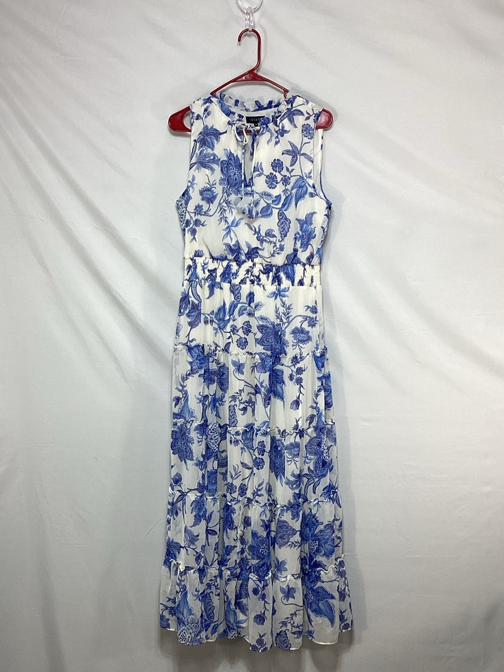 1. State White Maxi Dress with Blue Floral Print - Picture 4 of 16